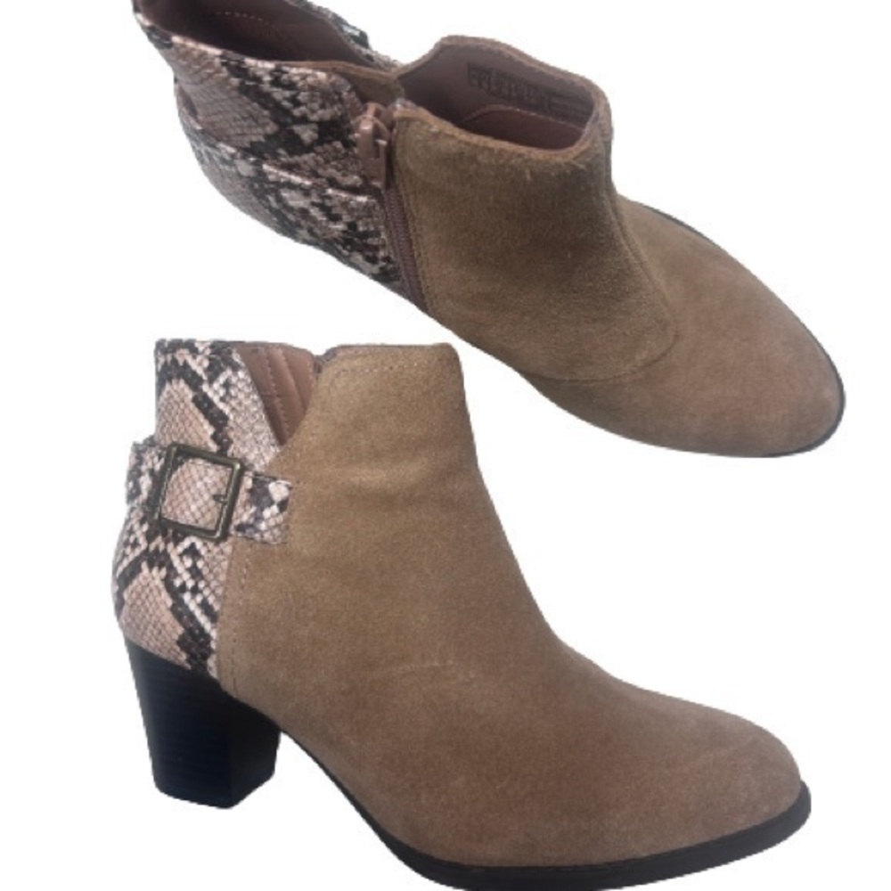 Vionic Naomi Snake‎ Embossed Suede Bootie